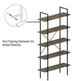thumbnail image 6 of Lavish Home 5-Tier Bookshelf Industrial Style Freestanding Wooden Bookcases, Brown Woodgrain, Set of 2, 6 of 6