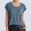 thumbnail image 2 of MIXUE Womens Summer Tops Solid Color Round Neck Short Sleeve Loose Casual Shirts For Women Tee Shirts Daily-Wear,Gold,S, 2 of 4