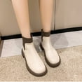 thumbnail image 6 of Lovskoo Ankle Boots for Women Round Toe Platform 2024 Fall And Winter Style British Style Shoes Slim Trendy Versatile Short Booties White, 6 of 7