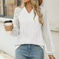 thumbnail image 5 of AELand Women's Long Sleeve Shirts V-Neck Lace Tops 2025 Spring Fashion Clothes Knitted Y2k Blouses, 5 of 7