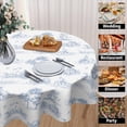 thumbnail image 2 of Blue Rustic Round Tablecloth 60 Inch French Country Cottage Print Table Cloth Vintage Farmhouse Washable Polyester Table Cover for Kitchen Dining Room Party Indoor Outdoor Home Decor, 2 of 6