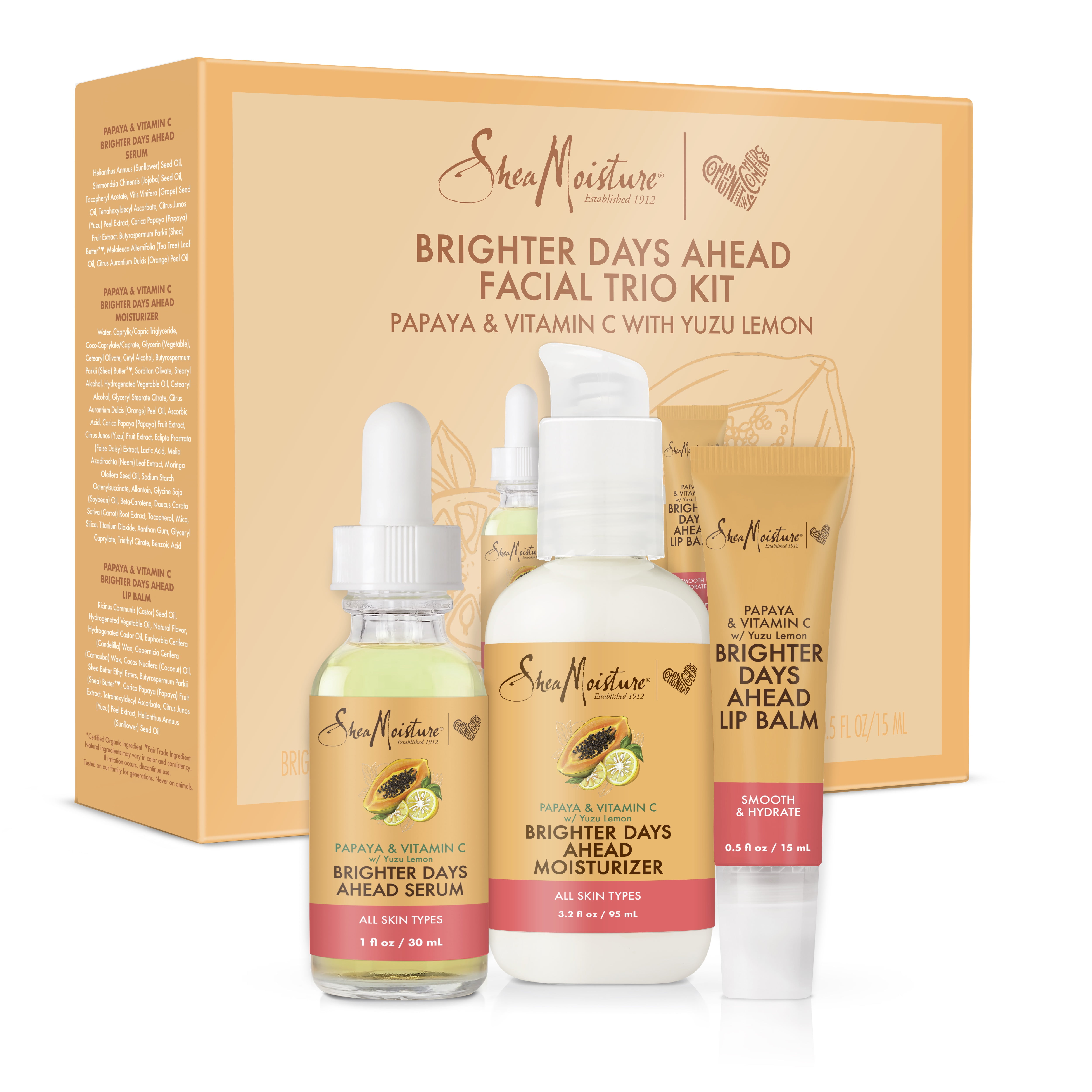 Sheamoisture Facial Trio Skin Care Kit For Dull Dry Skin Papaya And