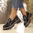 thumbnail image 2 of Busydd Loafers for Women Fashion Glossy Chunky Closed Toe Dress Shoes Casual Comfortable Slip On Shoes, 2 of 7