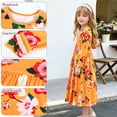 thumbnail image 4 of AmzBarley Girls Maxi Dress Long Sleeve Floral Casual Dresses 12-14 Years Orange Print, 4 of 7