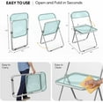 thumbnail image 3 of VINGLI Folding Chairs 2 Pack, Clear Chair Foldable and Stackable, Acrylic Plastic Panel & Metal Chrome Frame, Weight Capacity 350 lbs, Blue Green, 3 of 16