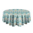 thumbnail image 5 of Blue Pioneer Flower Pattern Round Tablecloth 60"x60",Wrinkle Wipeable Table Cloth for Kitchen Dining Room Picnic Patio Party, 5 of 6