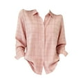 thumbnail image 4 of Retro Plaid Print Shirt Dressy Work Tops Patchwork Shirt Trendy Tunic Tops Plaid Fall Blouses Contrast Color Plaid Blouses For Women Patchwork Button Down Shirts Plaid Shirt Light Pink 3XL, 4 of 5