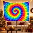 thumbnail image 3 of Spiral Tie Dye with Art Scene, Mystical Fantasy for Space Lovers, Galaxy Room Decor Statement Accent, Housewarming Gift, Tapestry Wall Hanging for Bedroom and Dorm, 3 of 7