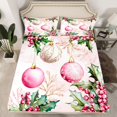 thumbnail image 2 of Manfei Rustic Christmas Flower Bed Sheets,Xmas Ball Berry King Sheets,Pink Green Sheet Set For Girls Kids,Ultra Soft Home Decor,4 Pieces, 2 of 7