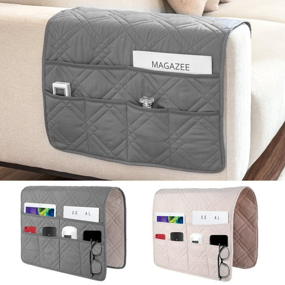 Organisateur d'Accoudoir de Canapé avec 6 Poches Imperméable Antidérapant Lavable pour Canapé Fauteuil Inclinable 3519 Pouces Beige