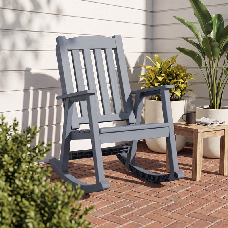 Vineego Oversized Outdoor Rocking Chair Set of 2, Heavy Duty Patio Rocker, All-Weather Resistant Front Porch Lawn Chairs for Outside, Gray