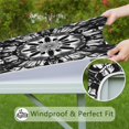 thumbnail image 6 of Black White Tie Dye Mandala Pattern Square Fitted Tablecloth with Elastic Edge,Square Table Cover,Washable Elastic Table Cover for Home Kitchen Party Decor 34"x34", 6 of 6
