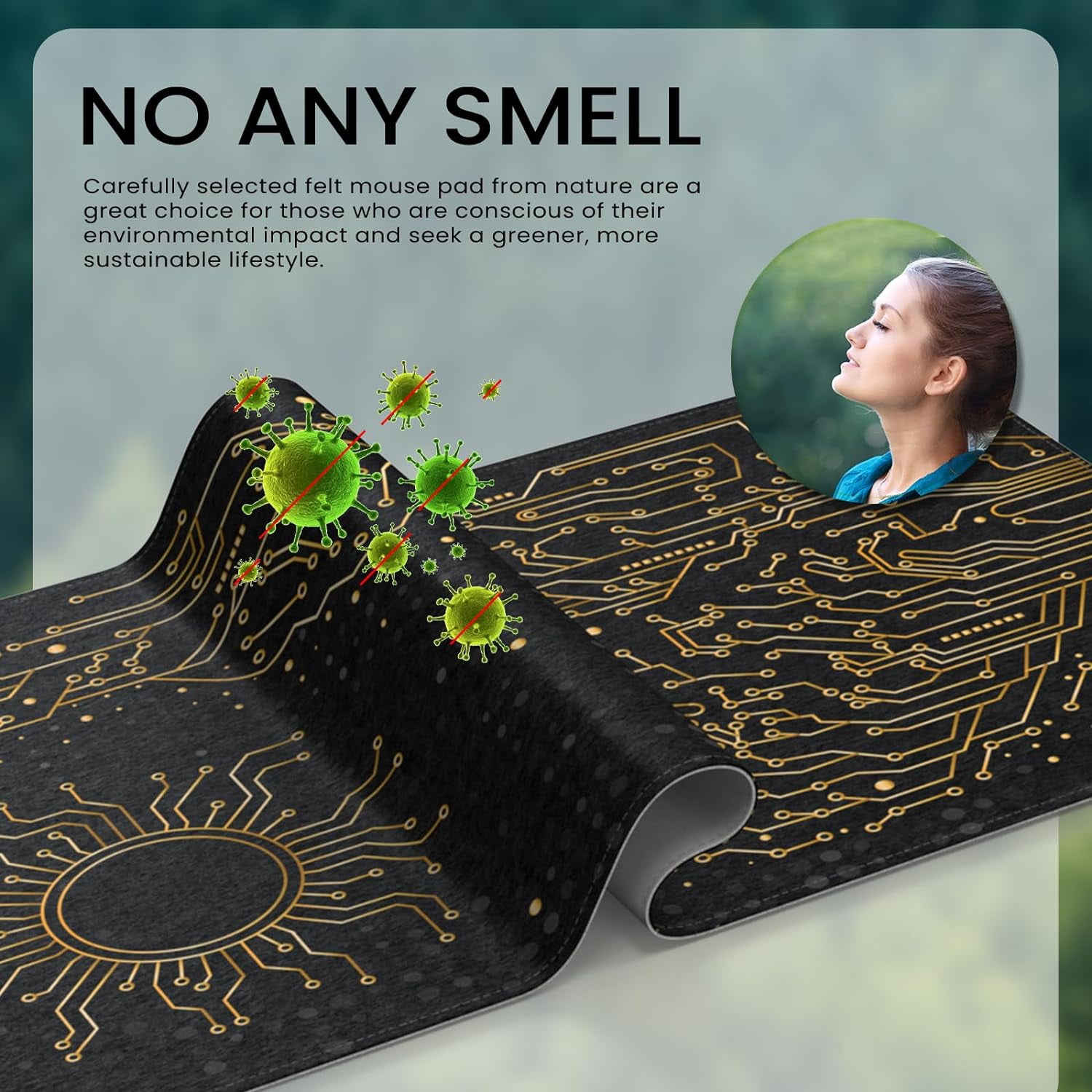 Felt Desk Mat, XXL Large Mouse Pad Desk Pad, Gaming Mousepad, Non-Slip Base, No Any Smell Desk Protector Cover Mat for Computer Keyboard Work Game Office Home-Gold Chip