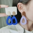 thumbnail image 4 of Mightlink 1 Pair Hollow Braided Waterdrop Shape Dangle Earrings Handmade Stud Drop Earrings Exaggerated Summer Beach Statement Hoop Earrings, 4 of 7