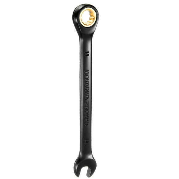 Uxcell Ratcheting Wrench 11mm Metric Open End Wrench 72-Teeth CR-V Steel 12 Point Nickel Plated Combination Ratchet Wrench