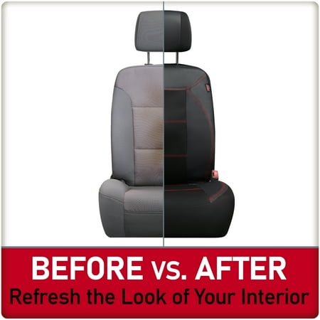 Genuine Dickies 2-Piece Black-Red Durasport Vegan Leather Universal Truck Seat Covers, 43634WDI