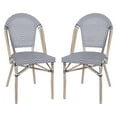 thumbnail image 2 of Emma + Oliver Set of 2 Indoor/Outdoor Stacking Bistro Style Chairs with Black & White Patterned Textilene Seat & Light Bamboo Finished Metal Frame, 2 of 12