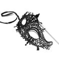 thumbnail image 4 of FELTECHELECTR Máscara de mascarada de encaje de alta gama, sexy, negra, para Halloween, con estereotipo de copa para los ojos (cabeza de espada), 4 of 6