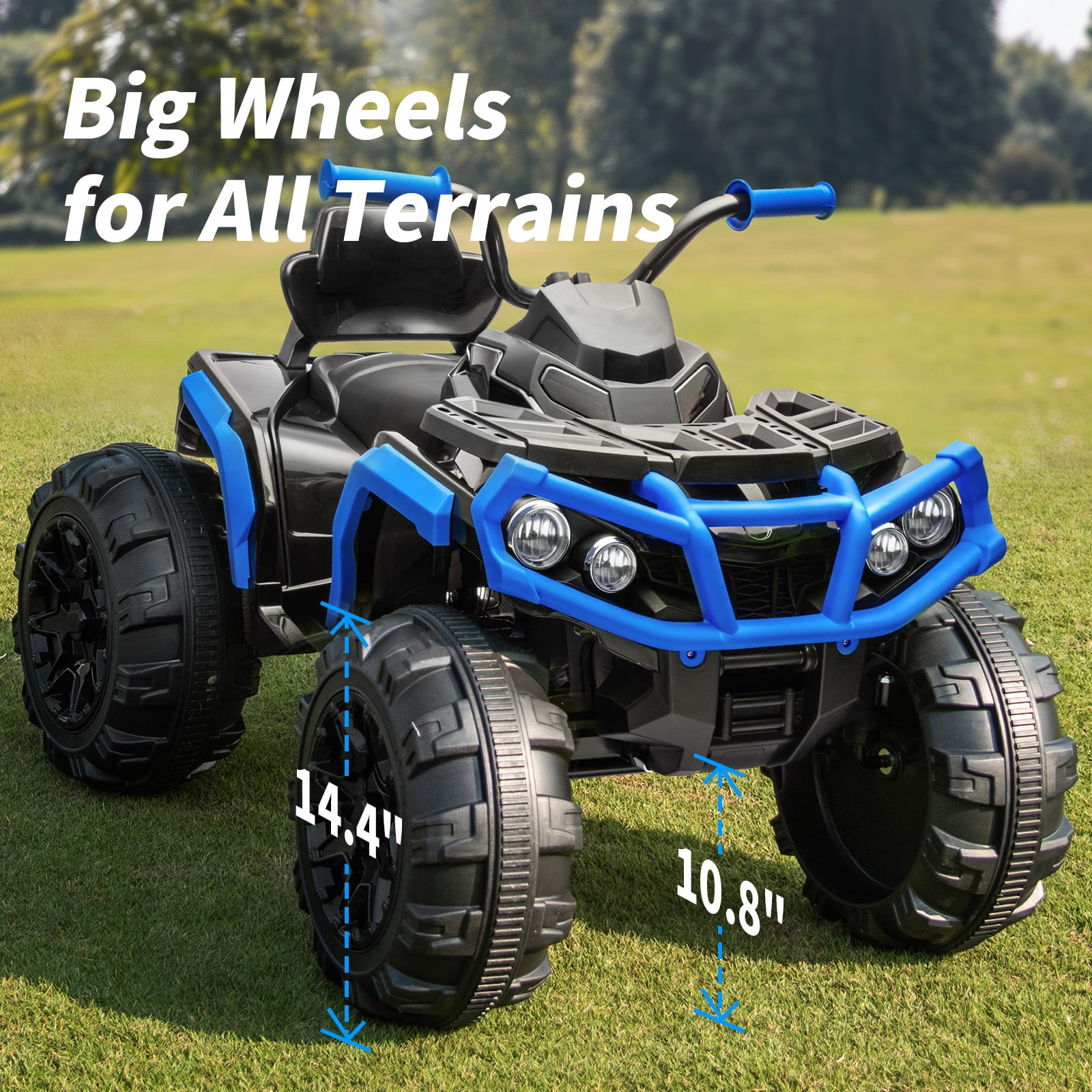Hikiddo Kids ATV 4 Wheeler, 24V Kids Ride on Toy for Big Kid w/Bluetooth, 400W Motor - Blue