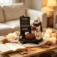thumbnail image 7 of Wooden Reading Ghost Tabletop Figurine - Cute Librarian Statue for Bookshelf Decor - Halloween Ornament for Library Scene, Study Desk, or Shelf Display - Spooky Gothic Home Accent for Book Lovers, 7 of 7