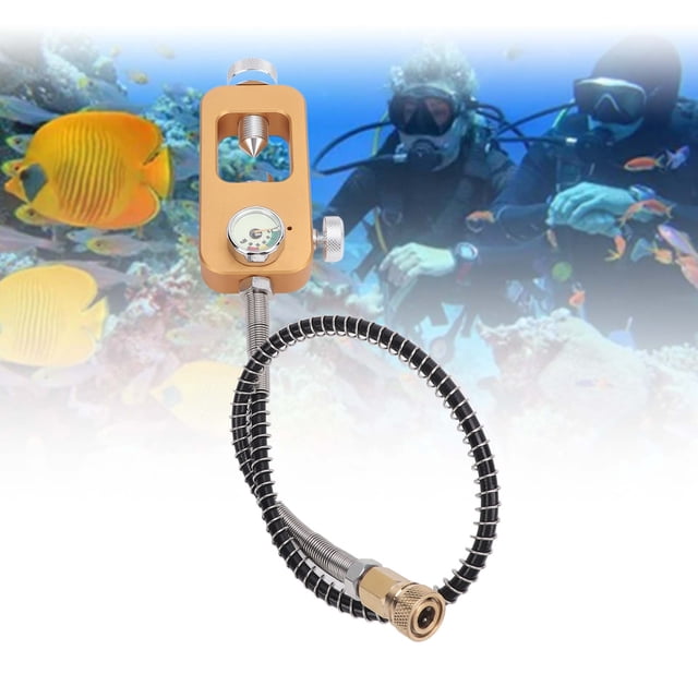 Tank Adapter, Tank Refill Adapter Lightweight with Pressure Gauge for Diving