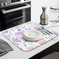 thumbnail image 2 of Microfibre Drying Mat for Kitchen Watercolor Purple Flower Pink Dish Drying Drainer Mat Absorbent Drying Mat Washing Up for Glass, Plate & Cup 16inch X 18inch, 2 of 7