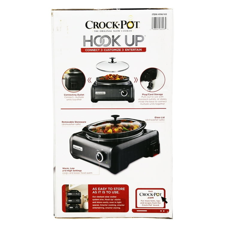 Crock Pot Hook Up Connectable 2Qt Round + 5Qt Oval Slow Cooker + 2