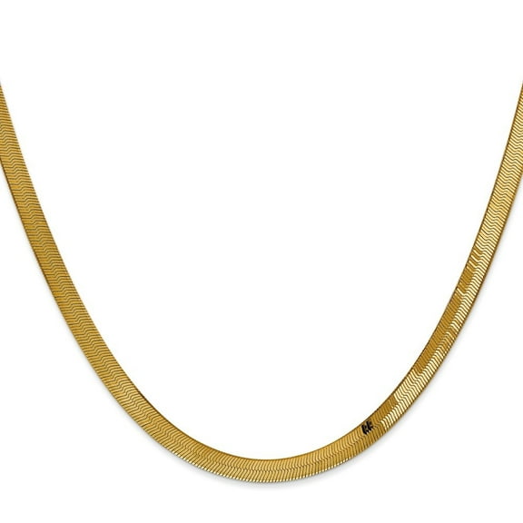 Auriga 14K Yellow Gold 4mm Herringbone Chain Necklace 16inch for Women
