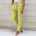 thumbnail image 2 of Aihuaihua Cotton Linen Joggers for Women Tapered Leg Summer Casual Drawstring Elastic Waist Lightweight Jogger Pants Yellow M, 2 of 4