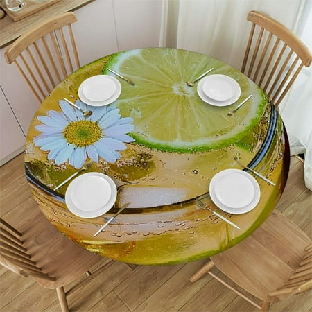 

Spring Floral Round Fitted Tablecloth with Elastic Edge Floral Round Tablecloth Reusable Watercolor Flower Round Table Cover for Indoor Outdoor Home Kitchen Decor (Medium45 -54 )