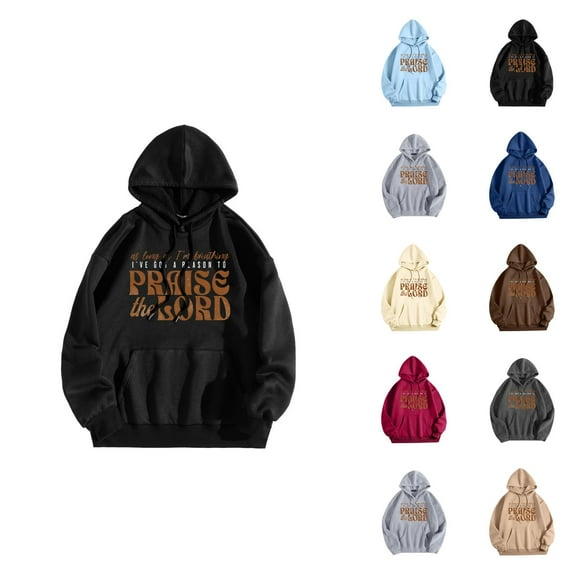 Praise The Lord Hoodies for Women Fall Winter Long Sleeve Christian Hooded Sweatshirt with Pockets Pullover Tops