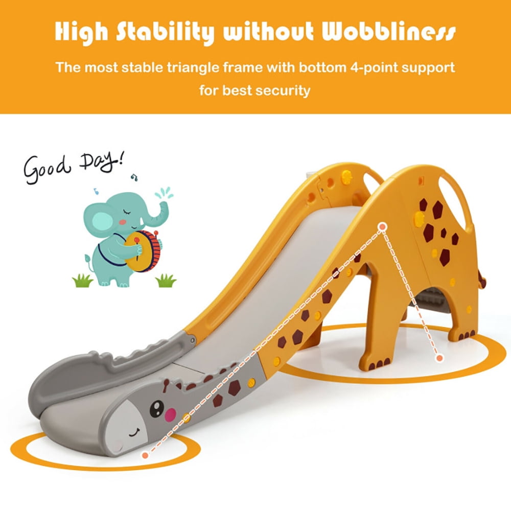 CIPACHO 3-in-1 Kids Climber Slide Play Set with Basketball Hoop, Kids Outdoor Play Equipment, Yellow