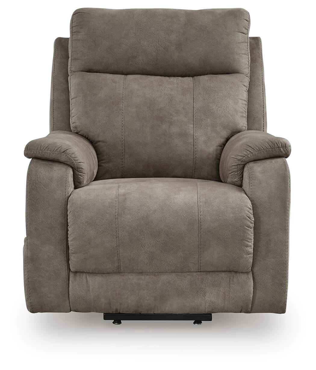 Signature Design by Ashley Crestmeade Power Lift Recliner Chair with Heat, Massage, USB Charging - Fossil Gray Faux Leather Electric Lift Chair