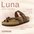 thumbnail image 2 of Cushionaire Women's Luna Cork Footbed Sandals with +Comfort, Wide Widths Available, 2 of 9