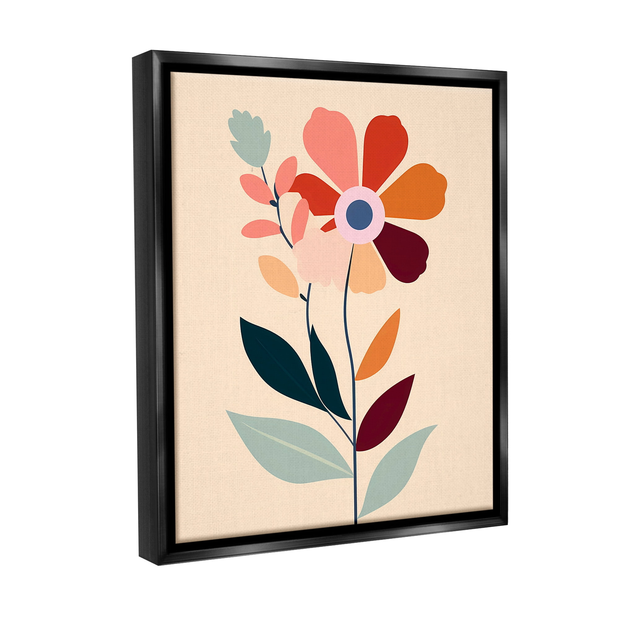 Stupell Industries Modern Flower Sprigs Botanical & Floral Painting Black Floater Framed Canvas Art Print Wall Art, 17 x 21
