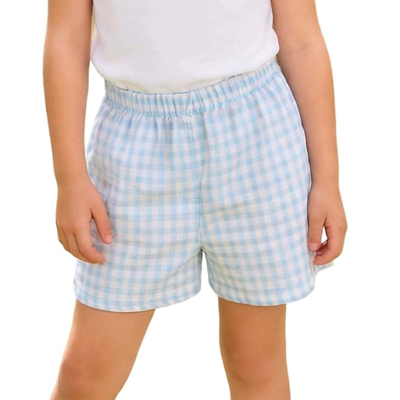 OGLCCG Girls Plaid Shorts Kids Gingham Elastic Waist Wide Leg Short Pants with Pockets Casual Lounge Shorts for Toddler 6M-7T