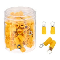 Uxcell 100Pcs Insulated Ring Terminal RVS5.5-4 Battery Lugs 12-10AWG Electrical Crimp Terminals Eyelet Wire Connectors for Industrial, Electrical Wiring, Yellow