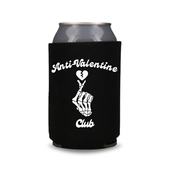 Valentine's Beer Can Coolers, Anti-Valentine Club, Funny Anti-Valentine's Coolies, Drink Accessory, Beer Coolies, Valentine's Gifts (Black)