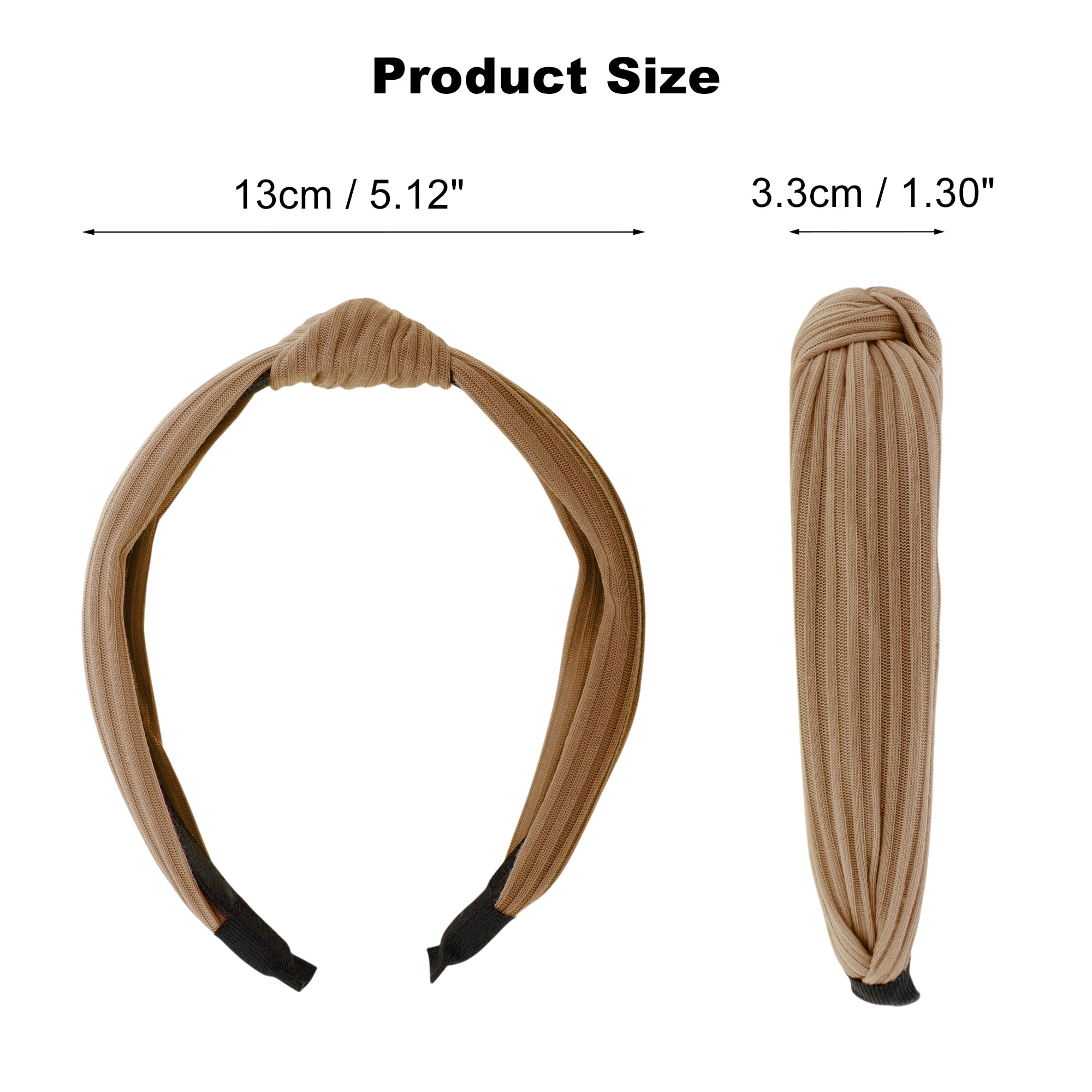 Unique Bargains Textured Cotton Knot Headband Soft Hairband 1.3 Inch Wide Khaki
