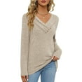 thumbnail image 3 of Women's Fall Long Sleeve Tunic Tops for Leggings V Neck Button Casual Blouse Sweatshirt Color XXL, 3 of 10