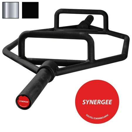 Synergee 25kg Chrome & Black Olympic Hex Barbell with Two Handles for Squats, Deadlifts, Shrugs and Power