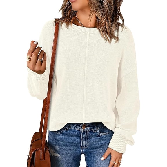 BTFBM Pullover Sweaters for Women Fall Crewneck Slouchy Long Sleeve Sweater Loose Casual Knit Tops Winter Clothes