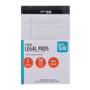 (5 pack) Pen + Gear Jr. Legal Pads, White Paper, 50 Sheets, 3 Count, Wide Ruled, Portable Size