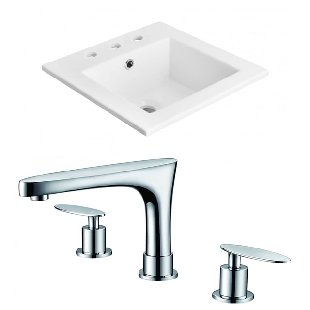 American Imaginations 16.5-in. W 3H8-in. Ceramic Top Set In White Color - Overflow Drain Incl. AI-15877