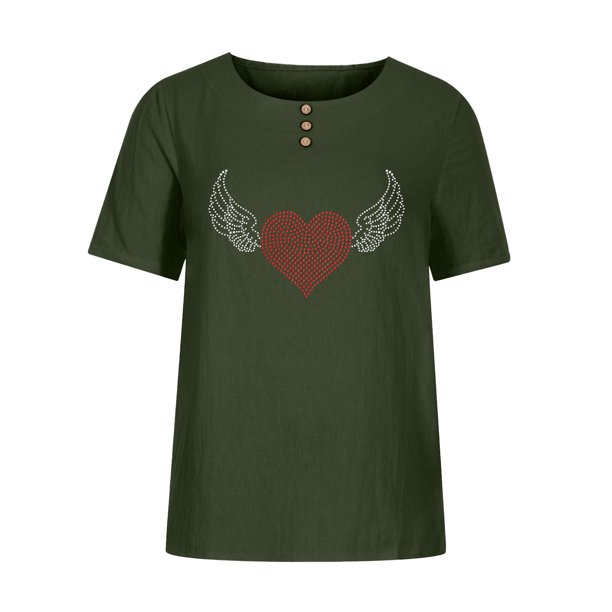 Blusa de manga corta con cuello redondo para mujer a la moda, camisetas sueltas con estampado Fridja hjk4936