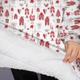 thumbnail image 3 of Oversized Wearable Blanket Hoodie,Red Christmas House and Tree Pattern Sherpa Blanket Hoodie with Super Pockets,Super Warm Fuzzy Pullover for Women & Men, 3 of 6