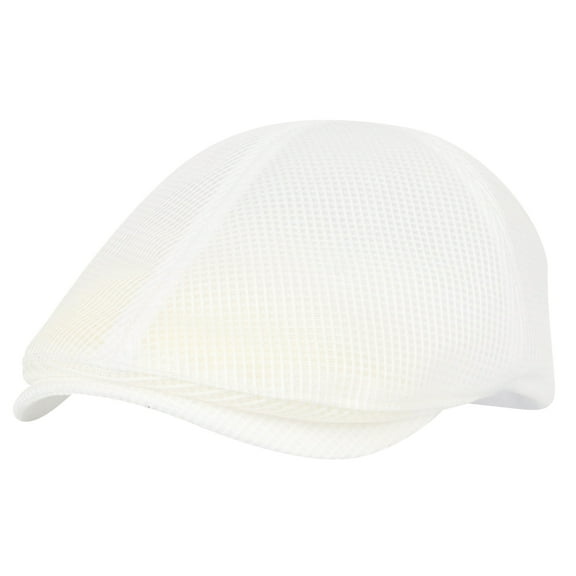 WITHMOONS Breathable Mesh Summer Hat Beret Newsboy Cabbie Cap SL31271 (White)
