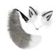 thumbnail image 2 of Conjunto de diadema con orejas y cola de animal para Halloween, fiestas de disfraces y carnaval. Gris blanco, 2 of 9