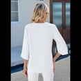 thumbnail image 4 of Blusa Informal de para Mujer, con Mangas 1/2 con Volantes, Cuello en V, Holgada, Color , Talla S, 4 of 6