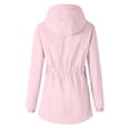 thumbnail image 3 of vdgthytj Fleece Jacket Women Waterproof Full Zip Button Drawstring Hooded Jackets Winter Warm Casual Rain Jacket with Pockets(X-Large,Pink), 3 of 7